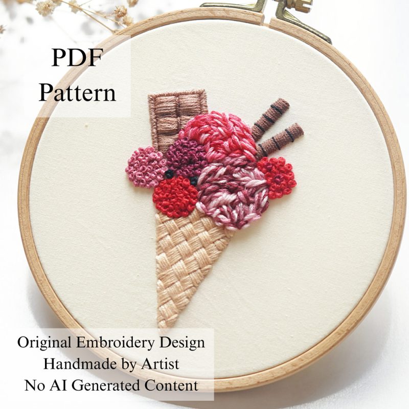 Raspberry ice cream-embroidery