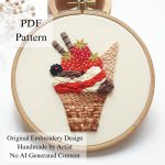 Strawberry ice cream-embroidery