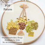 Flower pot garden embroidery