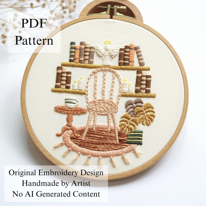 The cozy reading room embroidery