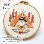 Gnome's autumn camp embroidery