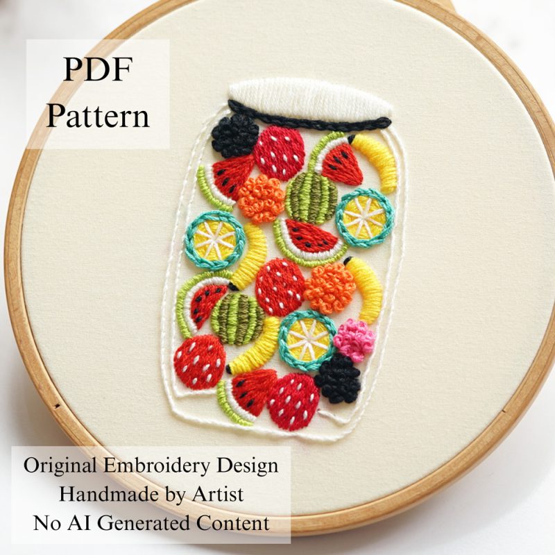 Fruity candy jar embroidery