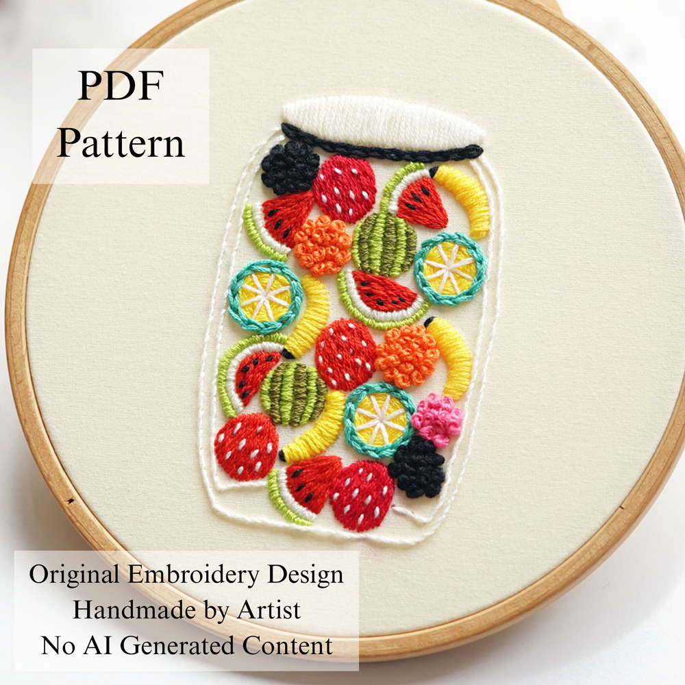 Fruity candy jar embroidery
