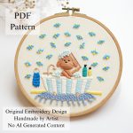Doggy bath time embroidery