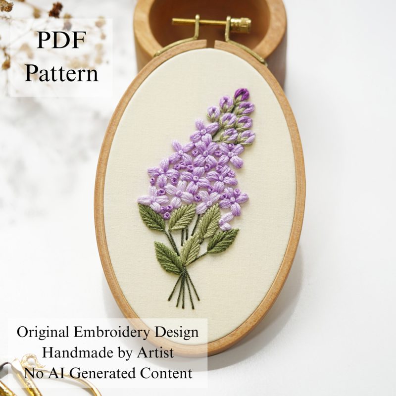Lilac bouquet embroidery
